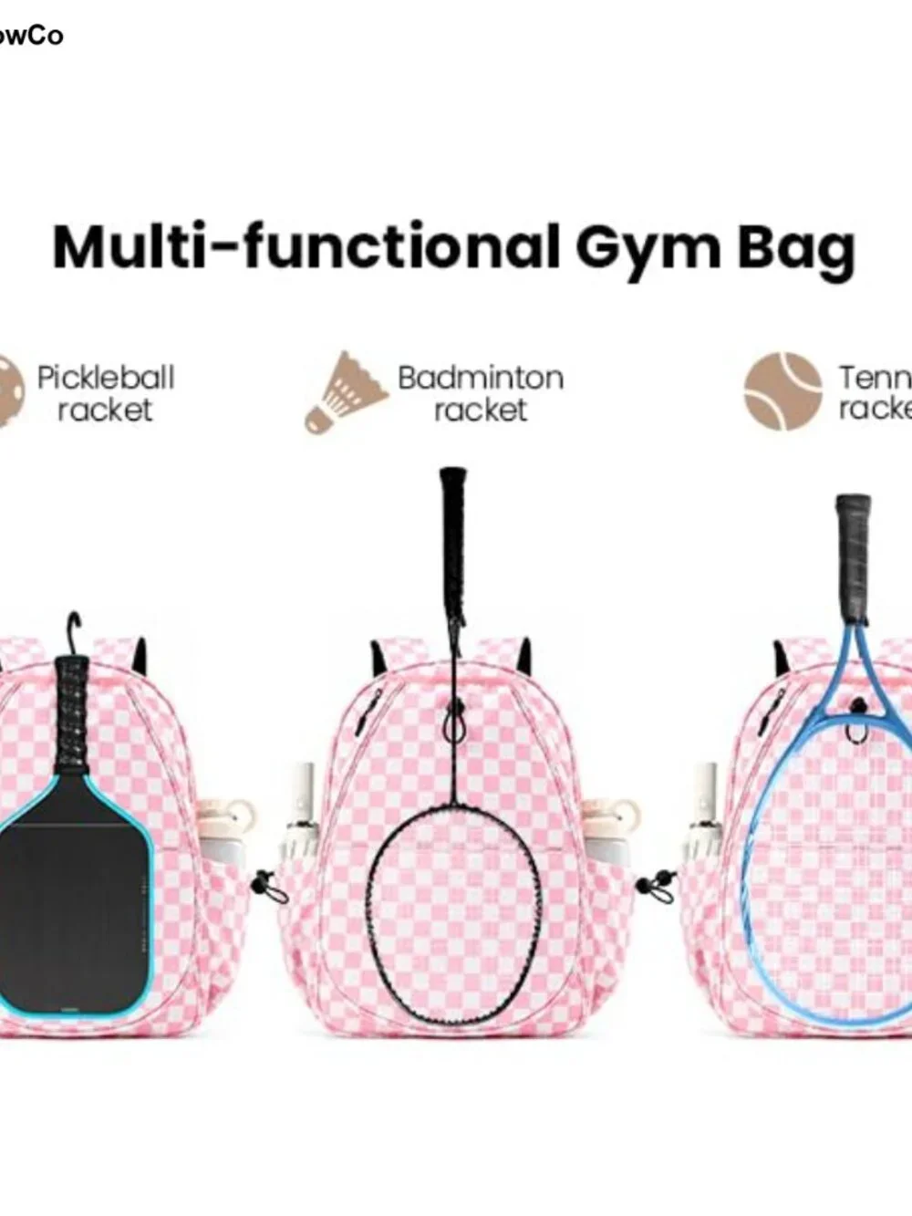 Tennis & Pickleball Backpack for Women with Racket Compartment, Polyester